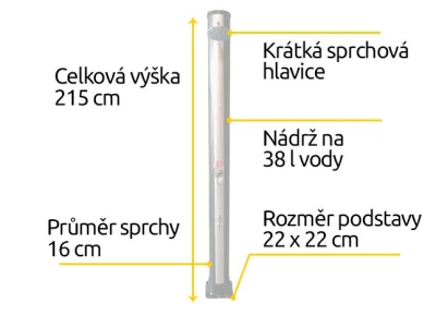 Hawaj Solární sprcha 38 l černo-stříbrná