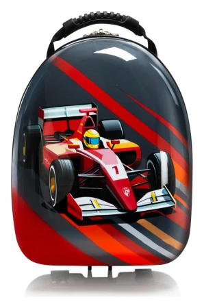 Heys Turbo Tots Scooter Race Car černý dětský kabinový kufr s koloběžkou
