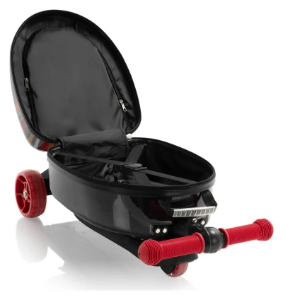 Heys Turbo Tots Scooter Race Car černý dětský kabinový kufr s koloběžkou