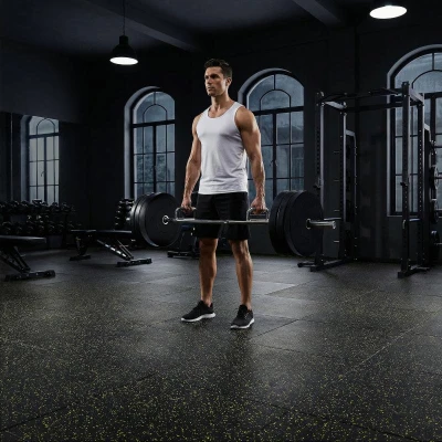 ABISTORE Sport AbiFloor POS35 černá / žlutá 2. jakost gumová fitness podlaha