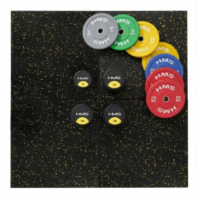 ABISTORE Sport AbiFloor POS35 černá / žlutá 2. jakost gumová fitness podlaha