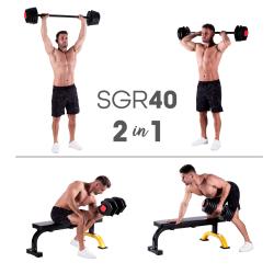HMS Jednoručný / obojručný variabilný činka SGR40 PRO SET 2v1 40 kg