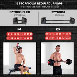 HMS Jednoručný / obojručný variabilný činka SGR40 PRO SET 2v1 40 kg