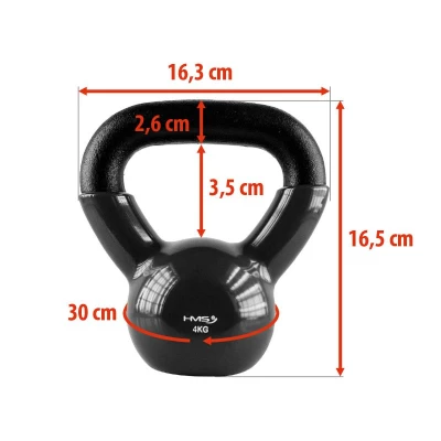 HMS Kettlebell pokrytý vinylem KNV04 4 kg, černý