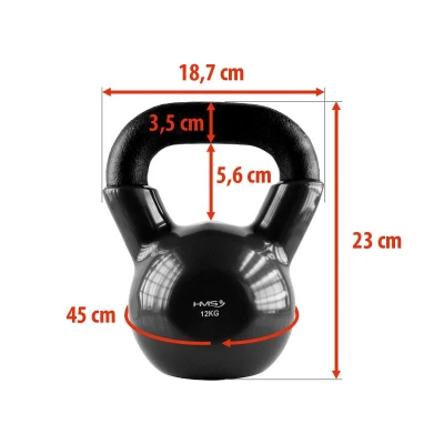 HMS Kettlebell pokrytý vinylem KNV12 12 kg, černý
