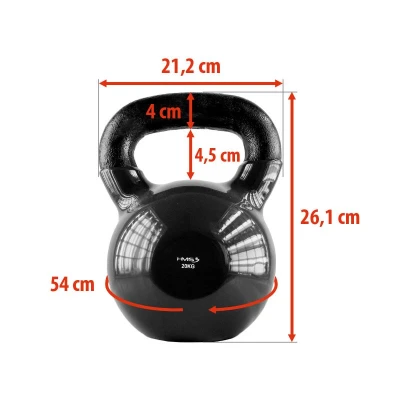 HMS Kettlebell pokrytý vinylem KNV20 20 kg, černý