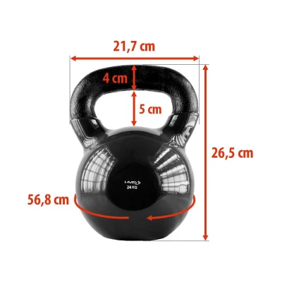 HMS Kettlebell pokrytý vinylem KNV24 24 kg, černý