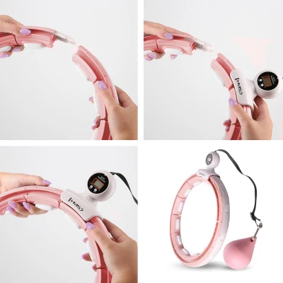 HMS Masážní hula hoop HHM15 se závažím, magnety a počítadlem růžová