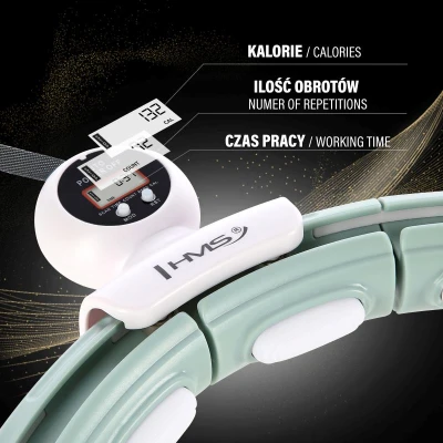 HMS Masážní hula hoop HHM15 se závažím, magnety a počítadlem zelená