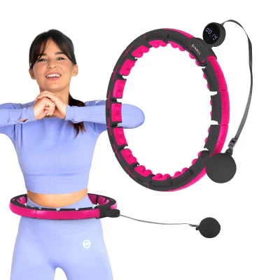 HMS Masážní hula hoop HHM16 se závažím, magnety a počítadlem černá