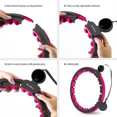 HMS Masážní hula hoop HHM16 se závažím, magnety a počítadlem černá