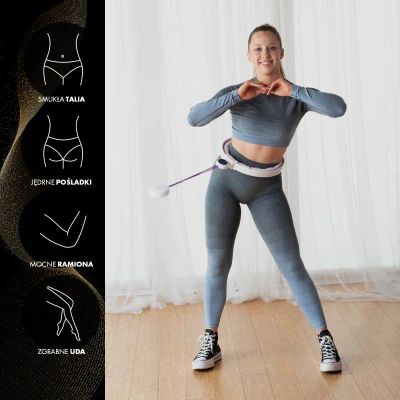 HMS Masážní hula hoop HHM17 se závažím, magnety a počítadlem bílá/fialová