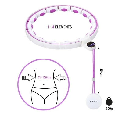 HMS Masážní hula hoop HHM17 se závažím, magnety a počítadlem bílá/fialová