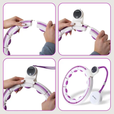 HMS Masážní hula hoop HHM17 se závažím, magnety a počítadlem bílá/fialová