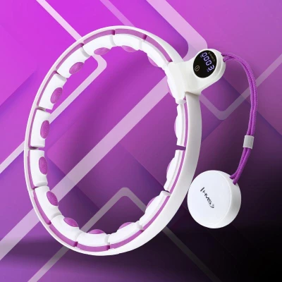 HMS Masážní hula hoop HHM17 se závažím, magnety a počítadlem bílá/fialová