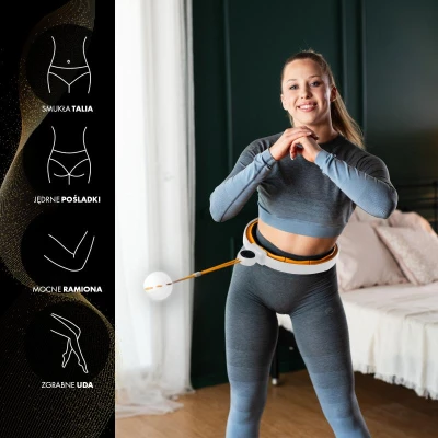 HMS Masážní hula hoop HHM21 se závažím, magnety a počítadlem bílá/oranžová