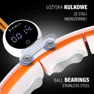 HMS Masážní hula hoop HHM21 se závažím, magnety a počítadlem bílá/oranžová