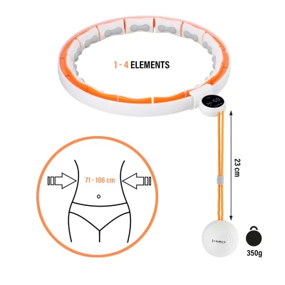HMS Masážní hula hoop HHM21 se závažím, magnety a počítadlem bílá/oranžová