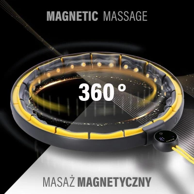 HMS Masážní hula hoop HHM21 se závažím, magnety a počítadlem černá/žlutá (VÝPRODEJ)