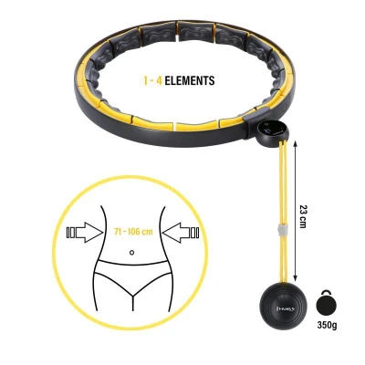 HMS Masážní hula hoop HHM21 se závažím, magnety a počítadlem černá/žlutá (VÝPRODEJ)