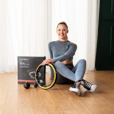 HMS Masážní hula hoop HHM21 se závažím, magnety a počítadlem černá/žlutá (VÝPRODEJ)
