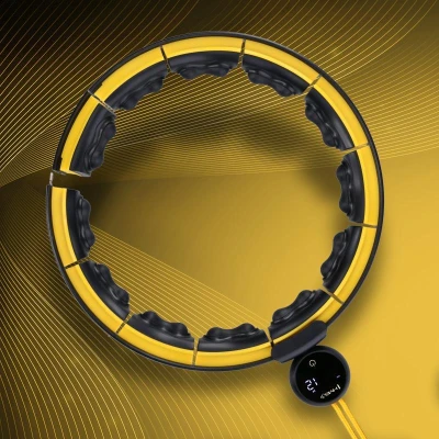 HMS Masážní hula hoop HHM21 se závažím, magnety a počítadlem černá/žlutá (VÝPRODEJ)