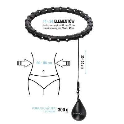 HMS Masážní hula hoop HHW02 se závažím černá