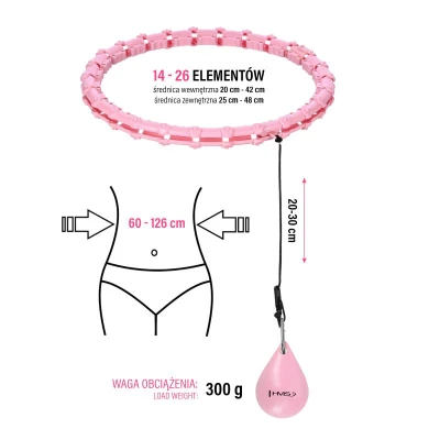 HMS Masážní hula hoop HHW11 PLUS SIZE se závažím růžová