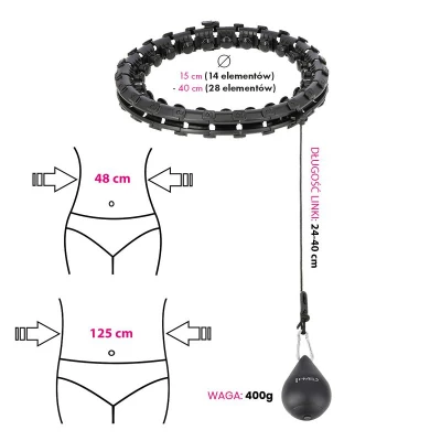 HMS Masážní hula hop HHW12 plus size se závažím černá