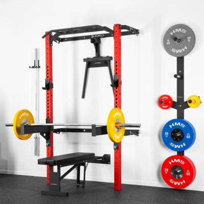 HMS KLT22 červený Multifunkční posilovací stojan - Power Rack