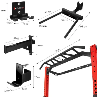 HMS KLT22 červený Multifunkční posilovací stojan - Power Rack