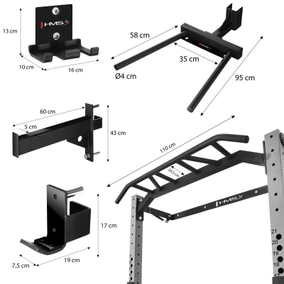 HMS KLT21 šedý Multifunkční posilovací stojan - Power Rack