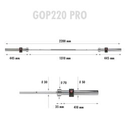 HMS Olympijská obouruční osa GOP220 Pro 220 cm x 50 mm