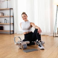 HMS Posilovací válec na břicho KA08 hnědý s automatickým odskokem