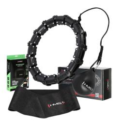 HMS Sada čierne masážne Hula Hoop s závažím HHW11 a zoštíhľujúceho bedrového pásu HMS BR163 PLUS SIZE