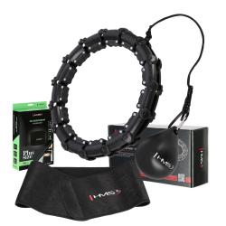HMS Sada černé masážní Hula Hoop se závažím HHW11 a zeštíhlujícího bederního pásu HMS BR163 PLUS SIZE