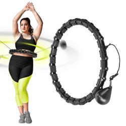 HMS Sada černé masážní Hula Hoop se závažím HHW11 a zeštíhlujícího bederního pásu HMS BR163 PLUS SIZE