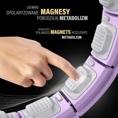 HMS Sada masážní hula hoop HHM13 se závažím, magnety a počítadlem a zeštíhlujícího pásu BR163 fialová