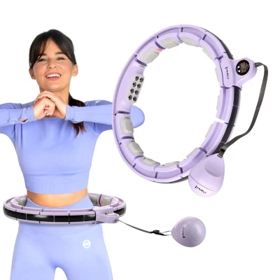 HMS Sada masážní hula hoop HHM13 se závažím, magnety a počítadlem a zeštíhlujícího pásu BR163 fialová (VÝPRODEJ)