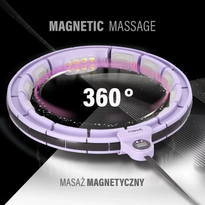 HMS Sada masážní hula hoop HHM13 se závažím, magnety a počítadlem a zeštíhlujícího pásu BR163 fialová (VÝPRODEJ)