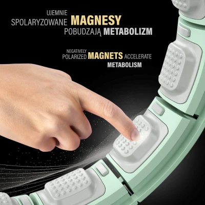 HMS Sada masážní hula hoop HHM13 se závažím, magnety a počítadlem a zeštíhlujícího pásu BR163 zelená