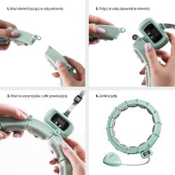 HMS Sada masážní hula hoop HHM14 se závažím a počítadlem a zeštíhlujícího pásu BR163 zelená