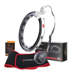 HMS Sada masážní hula hoop HHM15 černá se závažím, magnety a počítadlem a zeštíhlujícího pásu BR163 HMS Sada masážní hula hoop HHM15 černá se závažím, magnety a počítadlem a zeštíhlujícího pásu BR163