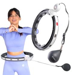 HMS Sada masážní hula hoop HHM15 černá se závažím, magnety a počítadlem a zeštíhlujícího pásu BR163