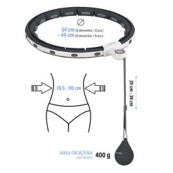 HMS Sada masážní hula hoop HHM15 černá se závažím, magnety a počítadlem a zeštíhlujícího pásu BR163