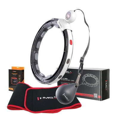 HMS Sada masážní hula hoop HHM15 černá se závažím, magnety a počítadlem a zeštíhlujícího pásu BR163 HMS Sada masážní hula hoop HHM15 černá se závažím, magnety a počítadlem a zeštíhlujícího pásu BR163
