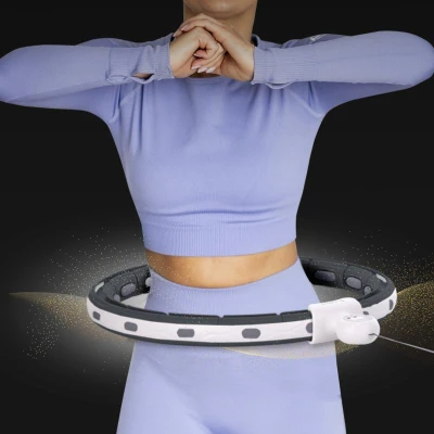 HMS Sada masážní hula hoop HHM15 černá se závažím, magnety a počítadlem a zeštíhlujícího pásu BR163