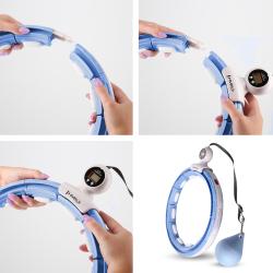 HMS Sada masážny hula hoop HHM15 modrá so závažím, magnetmi a počítadlom a zoštíhľujúceho pásu BR163 PLUS SIZE