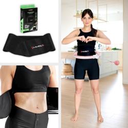 HMS Sada masážní hula hoop HHM15 růžová se závažím, magnety a počítadlem a zeštíhlujícího pásu BR163 PLUS SIZE