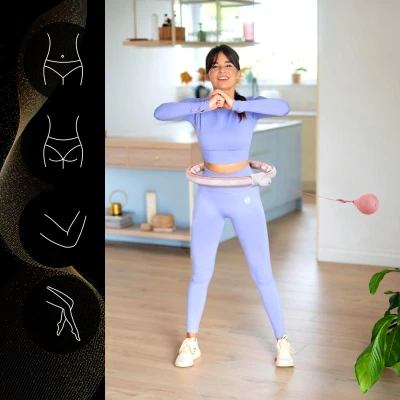HMS Sada masážní hula hoop HHM15 růžová se závažím, magnety a počítadlem a zeštíhlujícího pásu BR163 PLUS SIZE